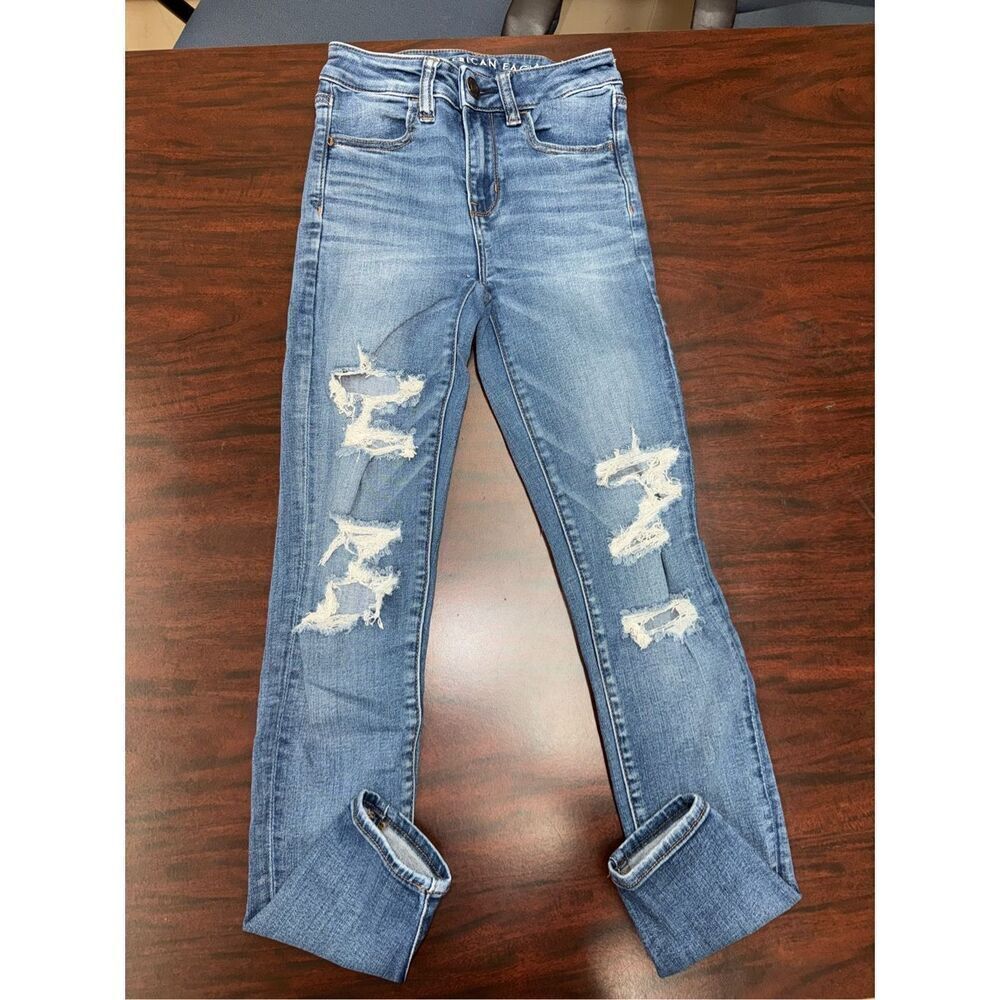 American Eagle Next Level Stretch Distressed Hi-Rise Jegging Jeans Size 0